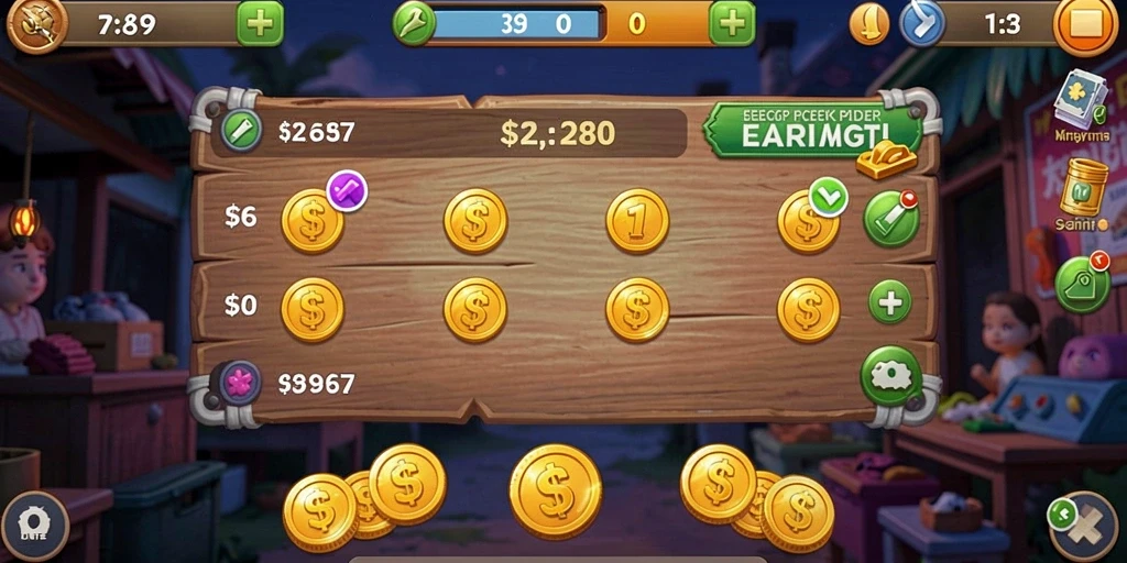 Screenshot menampilkan tampilan level awal yang penuh warna.